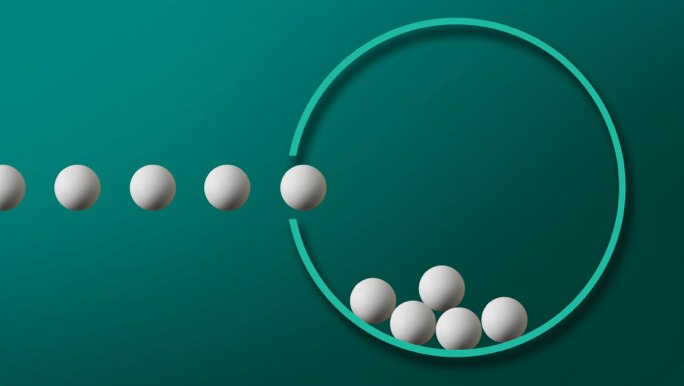 Abstract of balls leading into circle